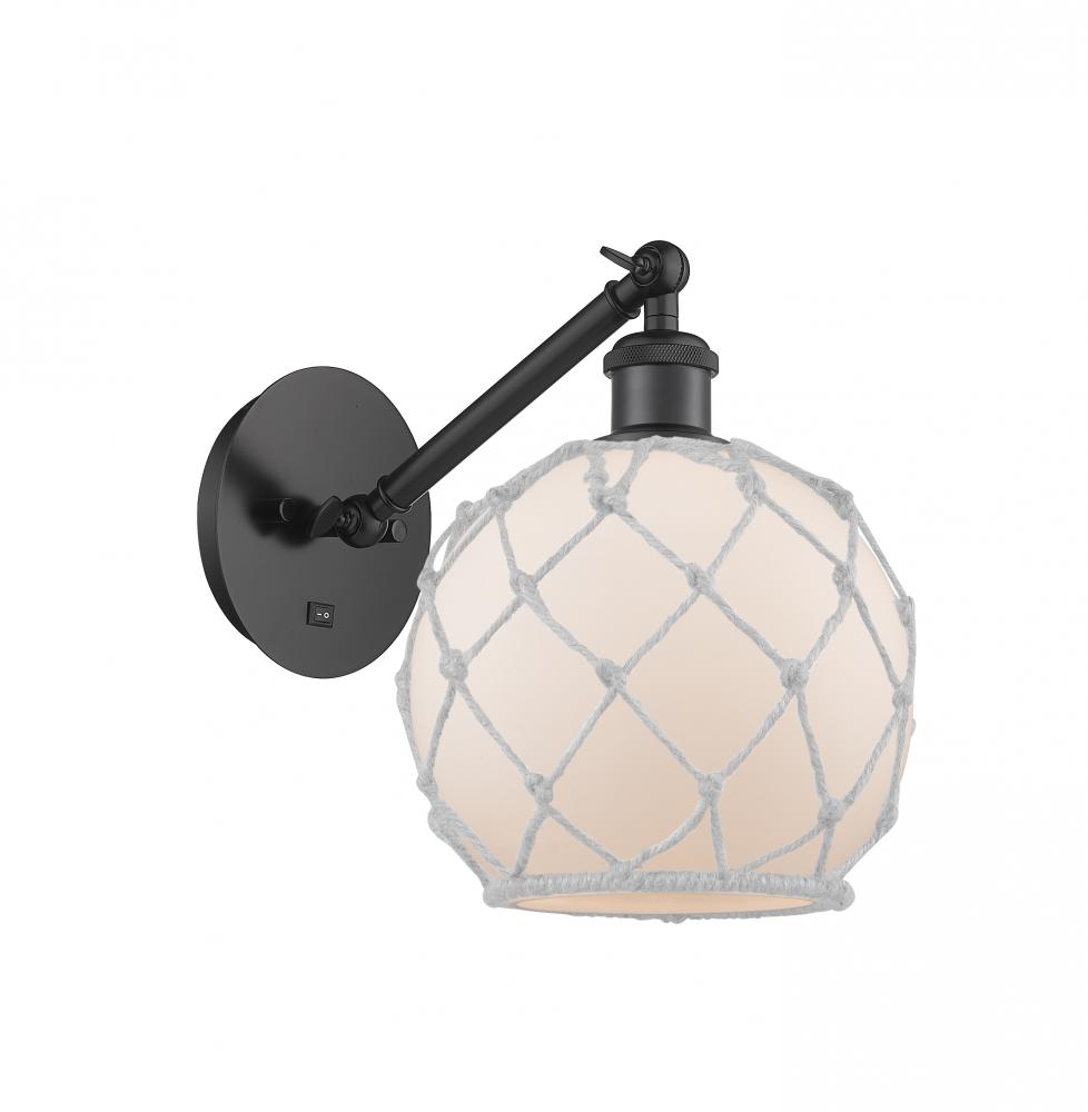 Farmhouse Rope - 1 Light - 8 inch - Matte Black - Adjustable Sconce